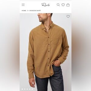 NWOT Rails Runson Golden Rod Collared Button Down Shirt Men’s Large